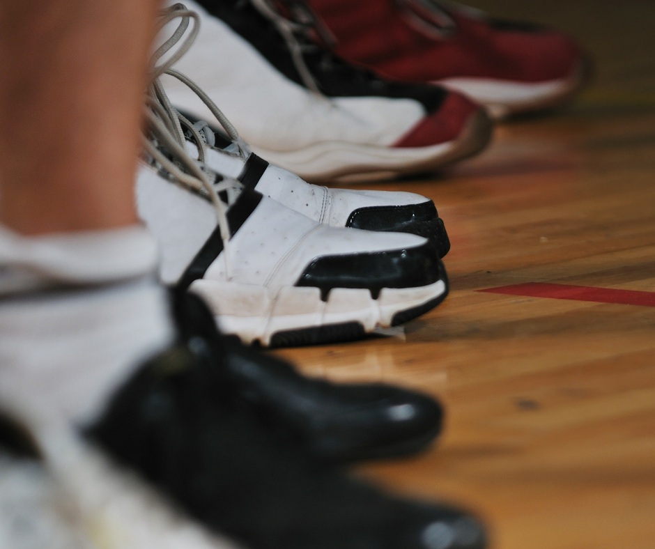 Row of basketball shoes