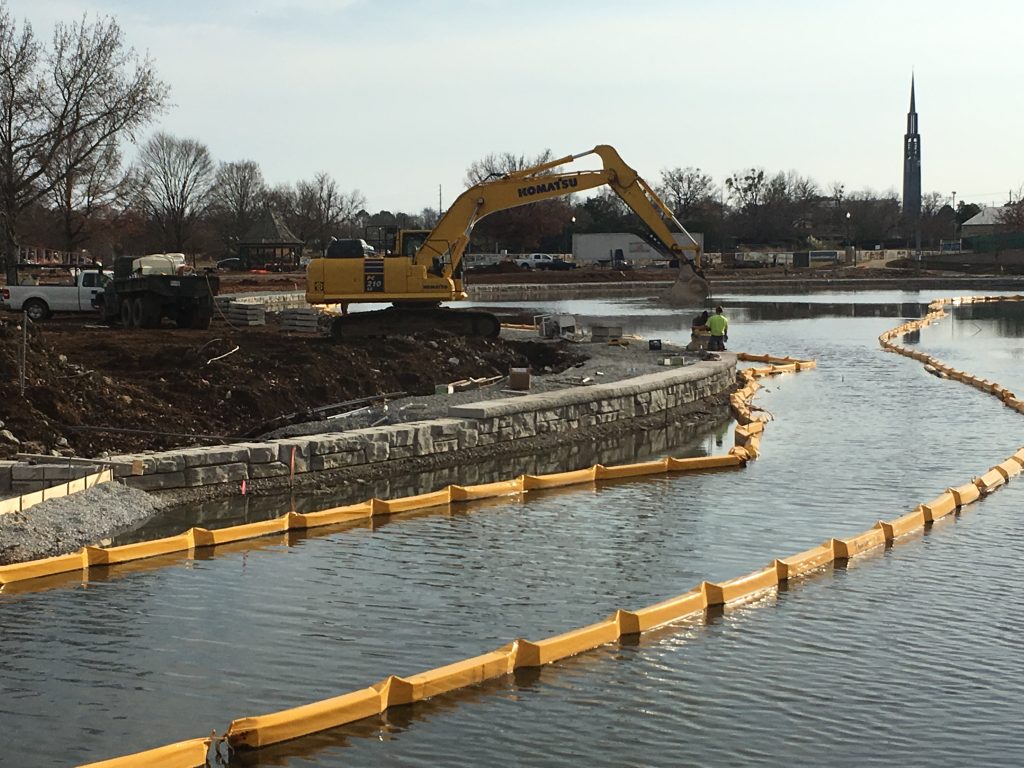 Crews have finished work on about 80 percent of the new seawalls