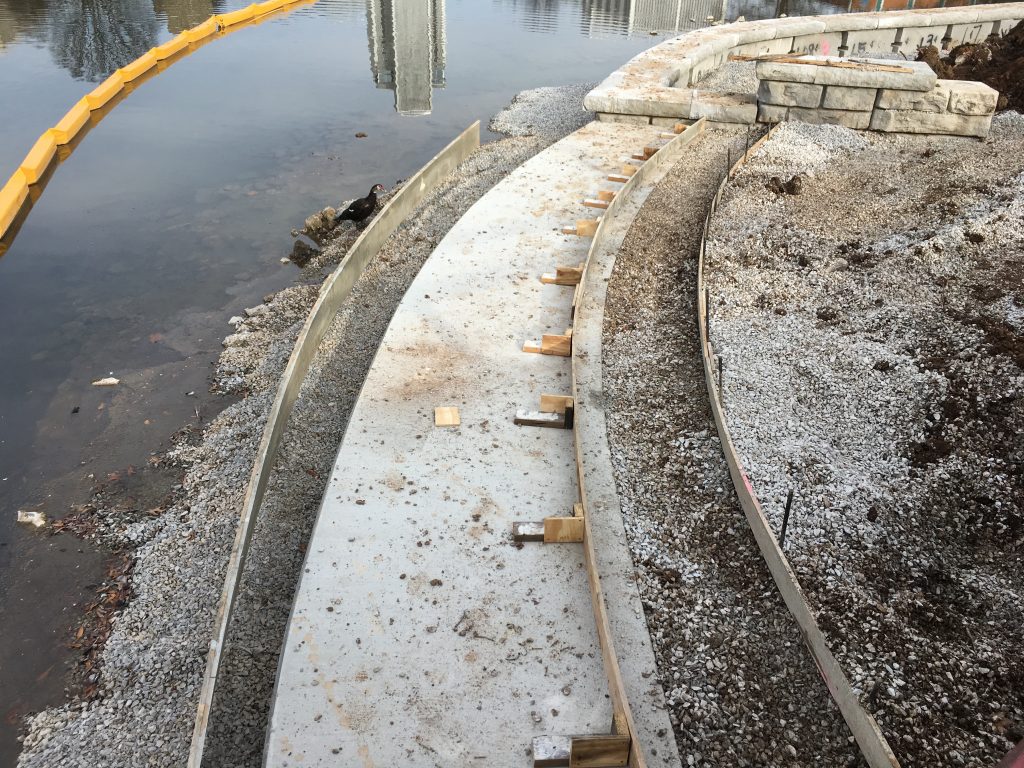 Image of new park steps to pond