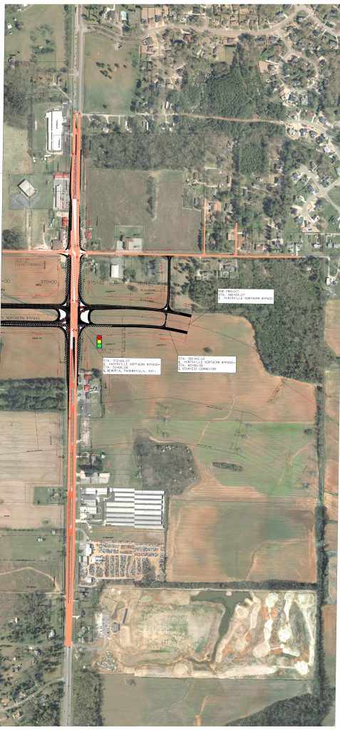 An aerial rendering of the proposed Northern Bypass area