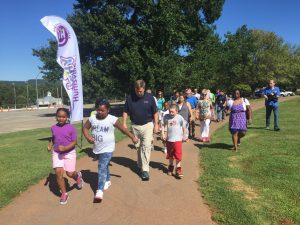 Image of Mayor walking with children