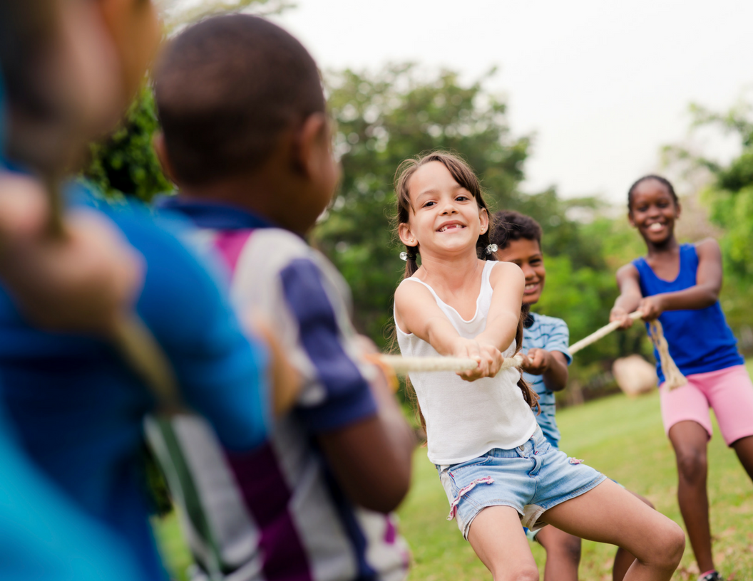 Kids playing tug-of-war