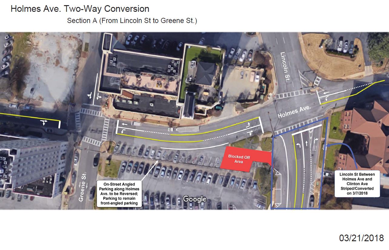 Holmes Avenue Jefferson Street To Lincoln Street To Be Converted From One Way To Two Way Street City Of Huntsville