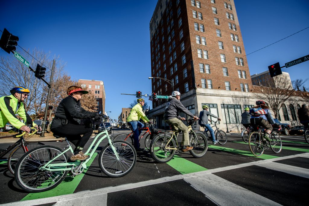 Huntsville Protected Bike Lane on Spraggins