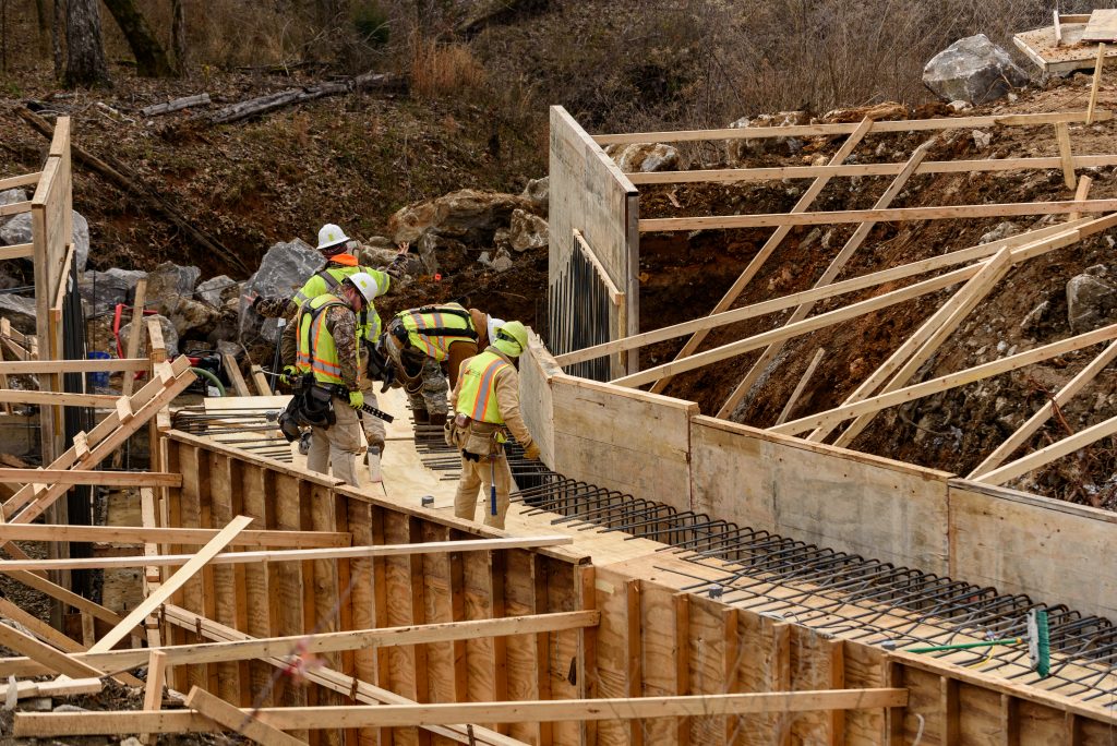 Construction workers on the Cecil Ashburn site