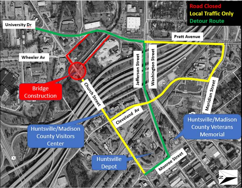 map of the road closure on Church Street
