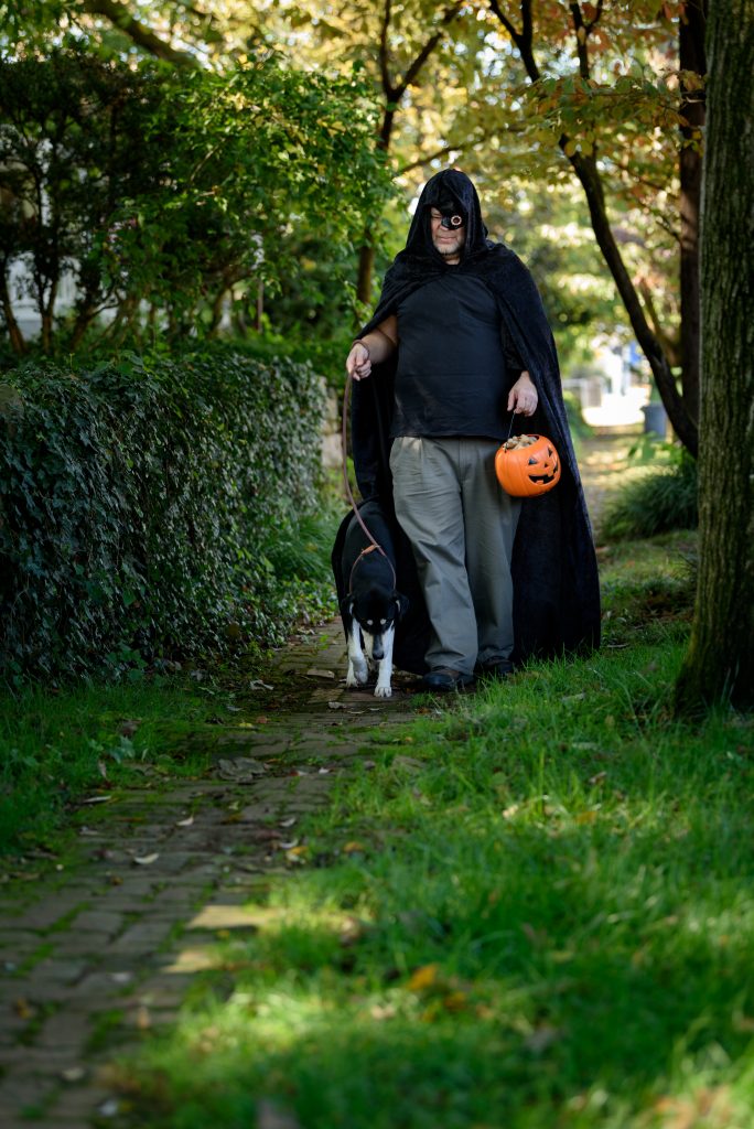 Pictured on Clinton Avenue – Adoptable Dog Gus and Huntsville Animal Services Volunteer Brian