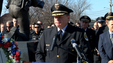Image for HPD Chief Mark McMurray, Mayor Tommy Battle Address Media on Fallen Officer Billy Clardy III