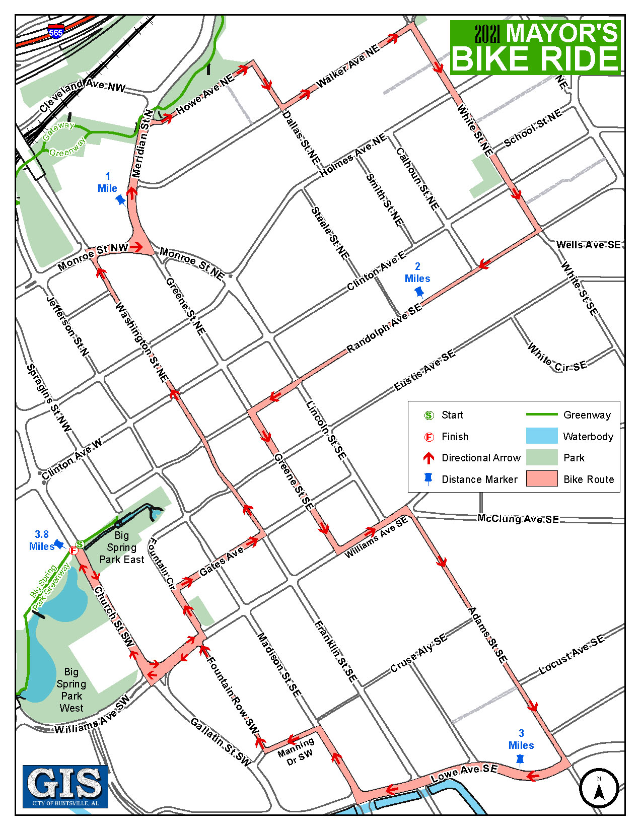 2021 Mayors Bike Ride Route Map