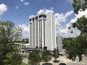 Huntsville City Hall on a partly cloudy day