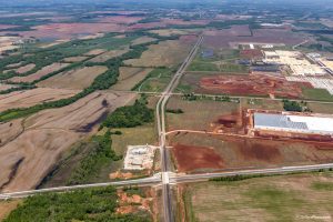 An aerial view of the Greenbrier Parkway under construction