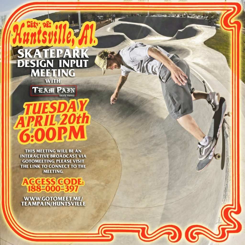 Graphic ad for Skatepark meeting