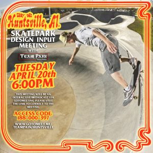 Graphic ad for Skatepark meeting