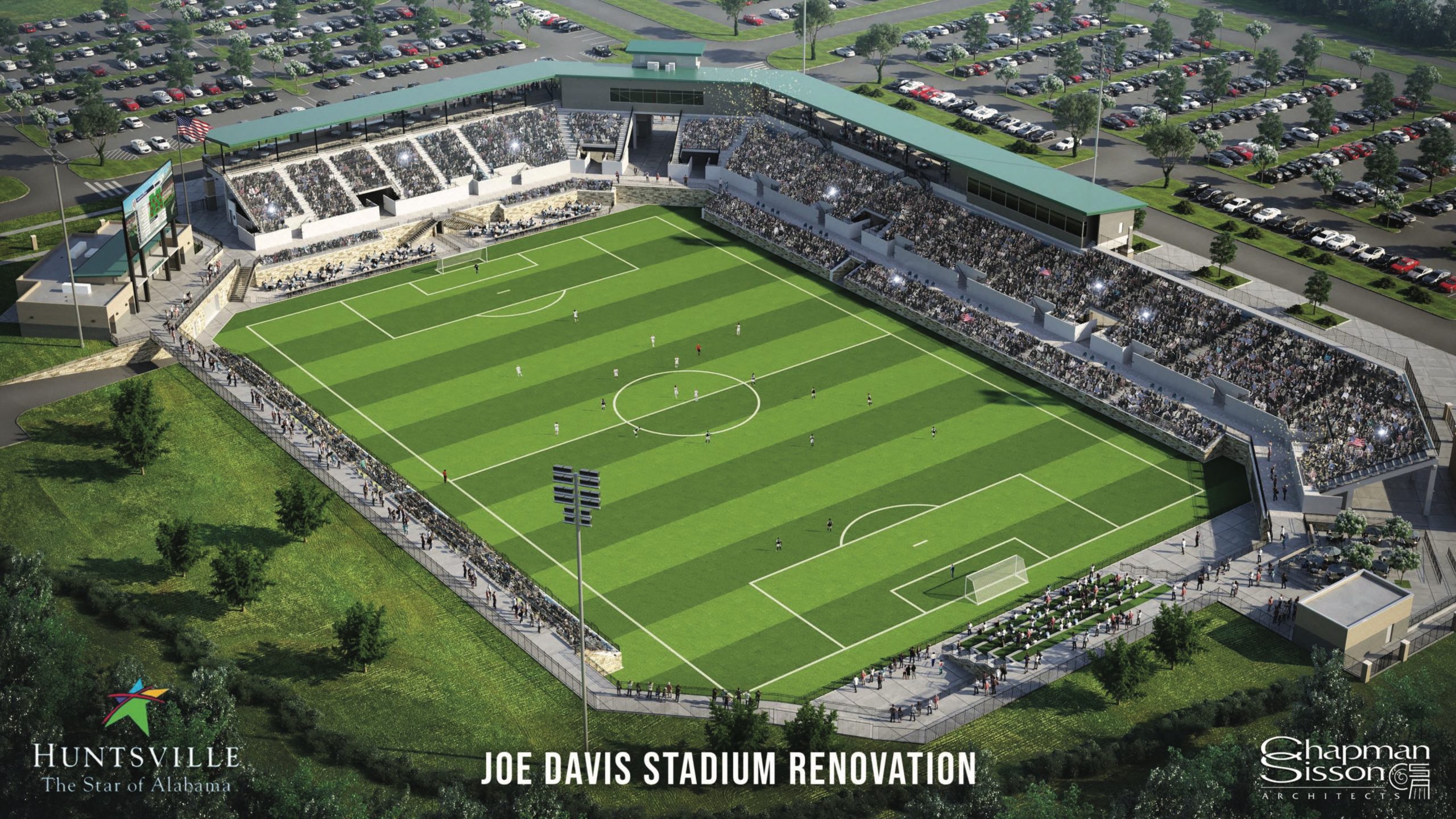 aerial view of Rendering of Joe Davis renovation 