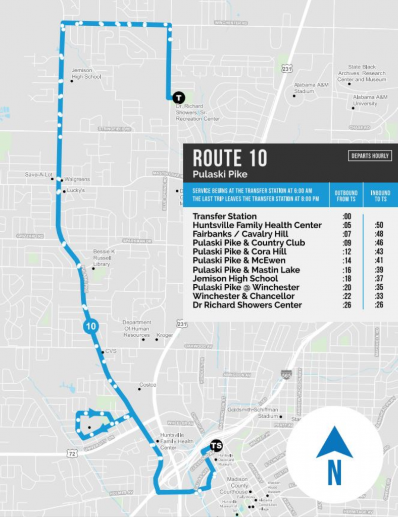 Map for Transit Route 10