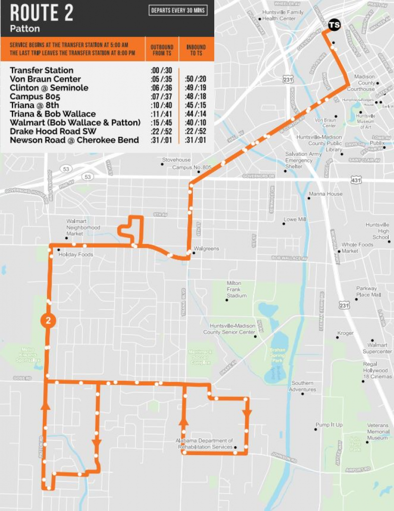 Map for Transit Route 2