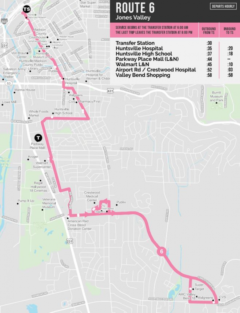 Map for Transit Route 6