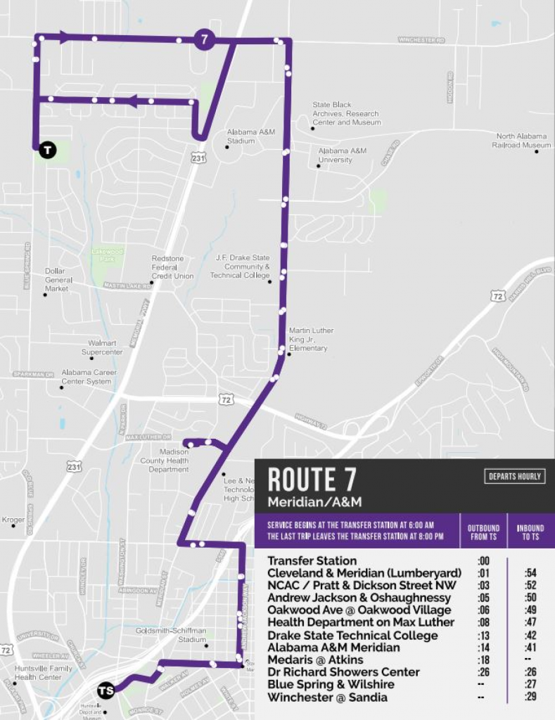 Map for Transit Route 7