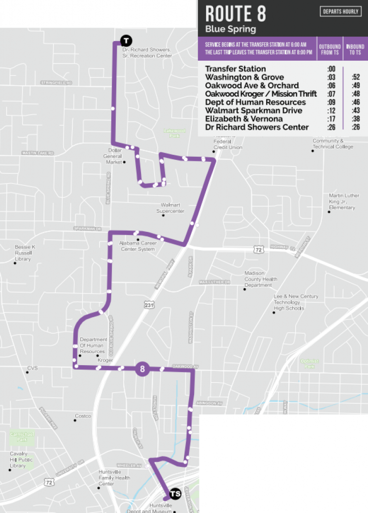 Map for Transit Route 8