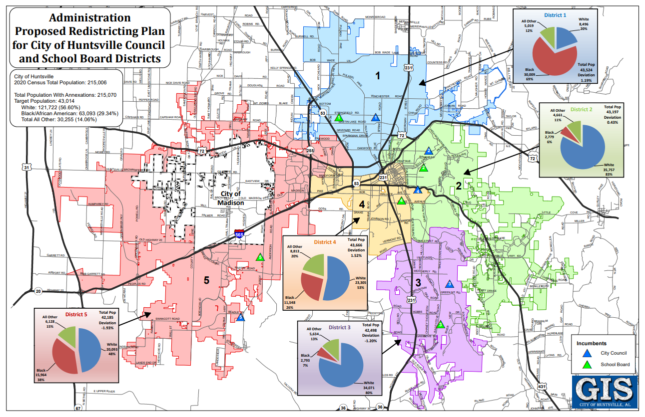 Huntsville moves forward with new redistricting plan City of Huntsville