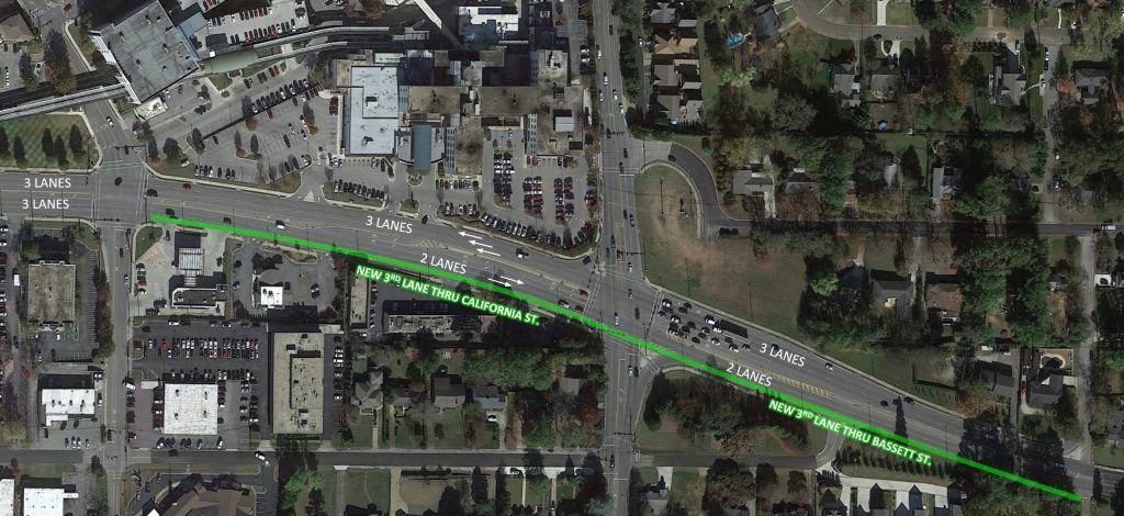 A map that shows where Governors Drive will be widened.