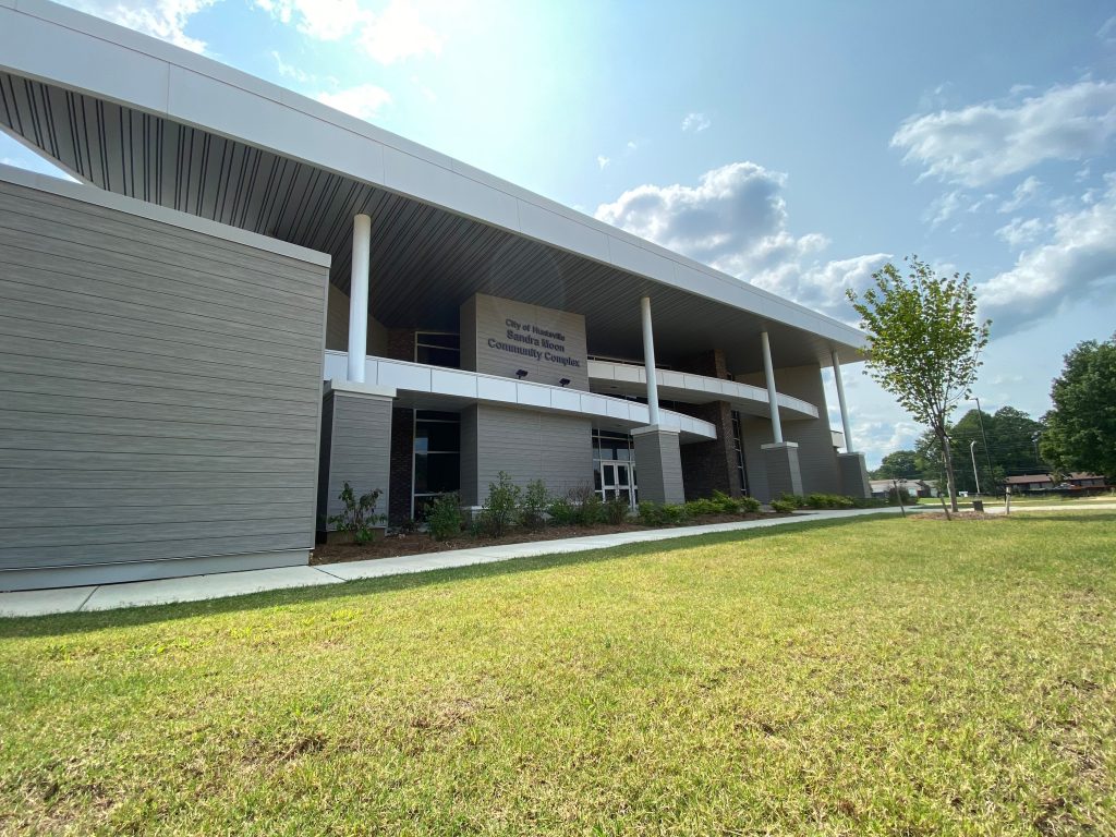 A photo of the outside of the Sandra Moon Community Complex.