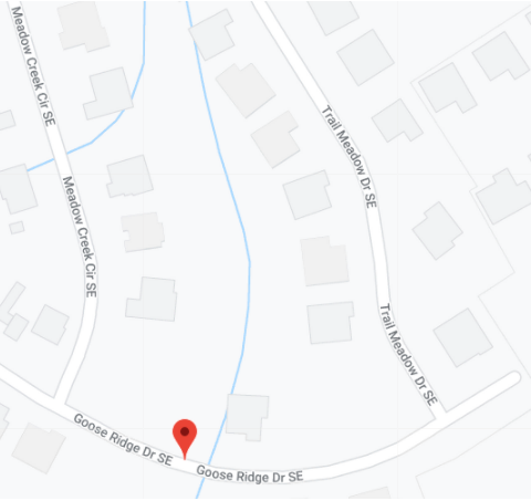 A map that shows a planned closure of Goose Ridge Drive SE in Huntsville.