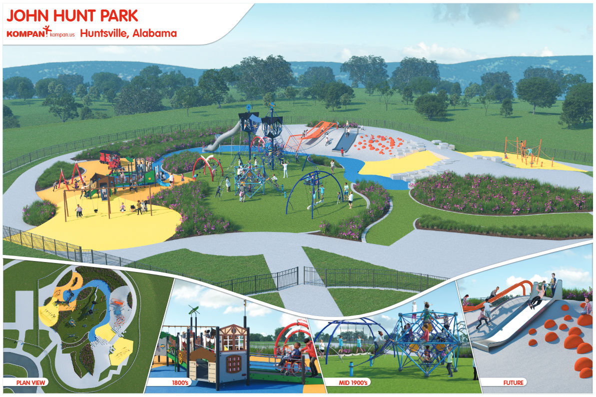 Artist rendering of the new design for the kids space playground in John Hunt Park