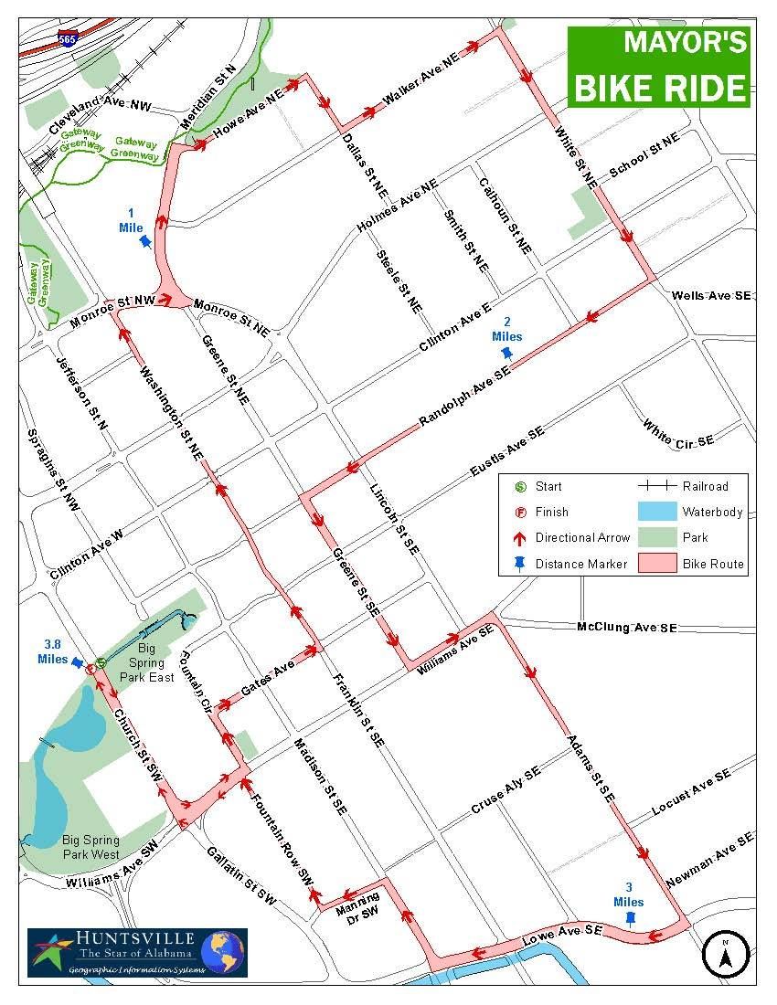 Map of Mayor's Bike Ride 2022