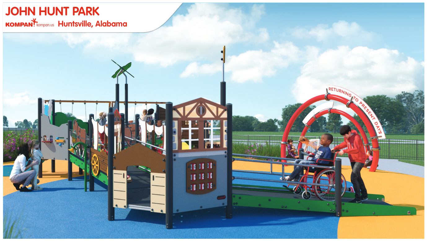 renderings of play areas for the new Kids Space renovation to include A-D-A accommodation