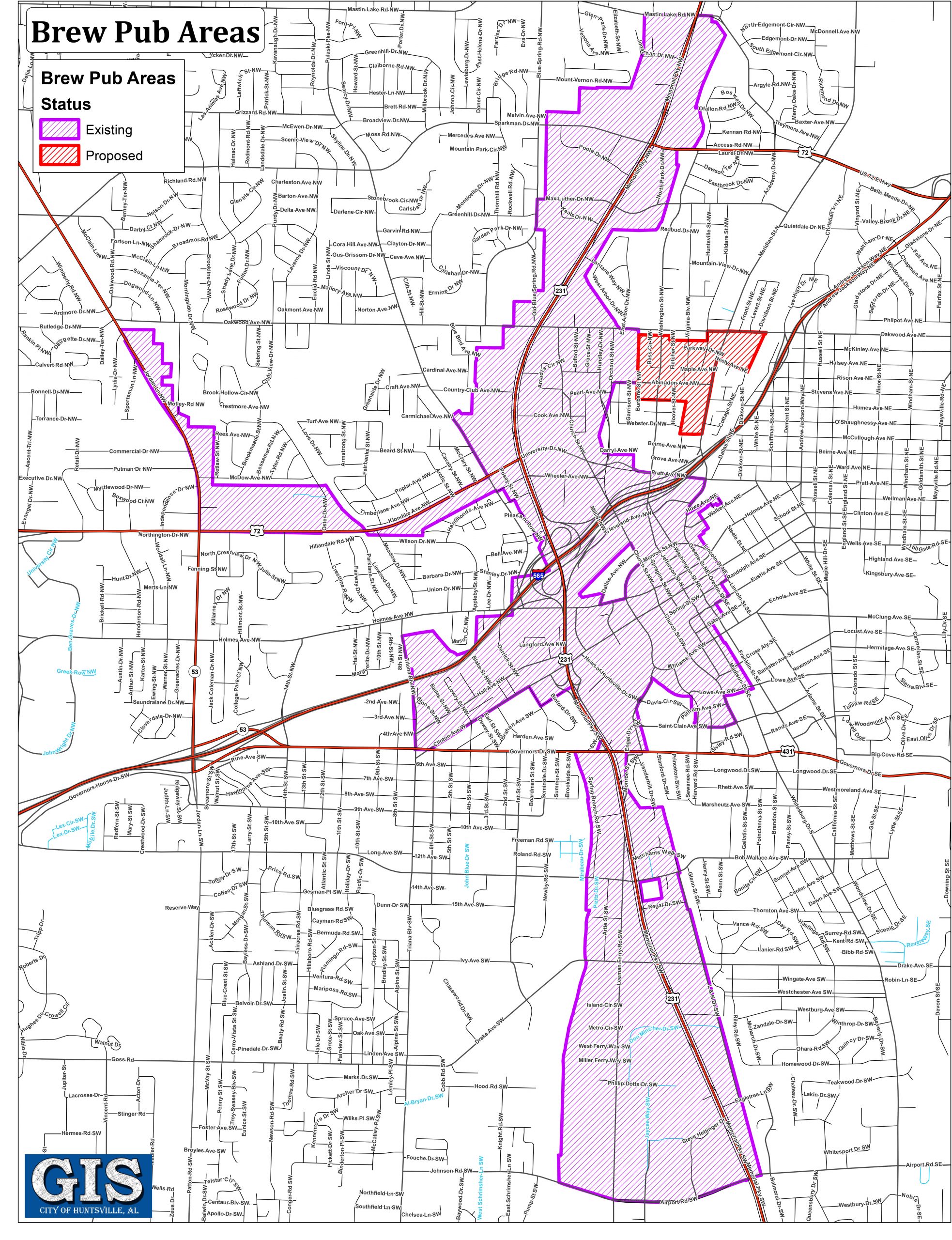 Brewpub zoning map