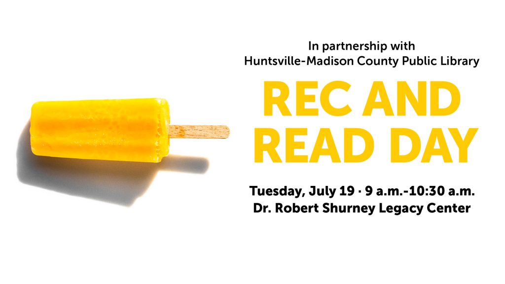 A graphic that says "Rec and Read Day" and tells the location