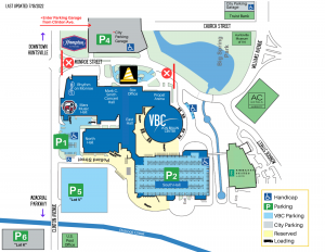 map showing road closure on street in front of von braun center for Friday, July 29
