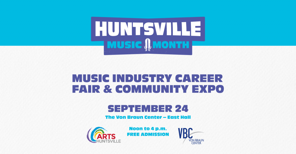 A graphic promoting a career fair and community expo at the Von Braun Center in Huntsville.