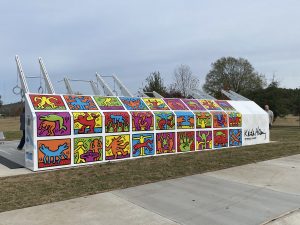Keith Haring Fitness court picture of the artwork on the new fitness court