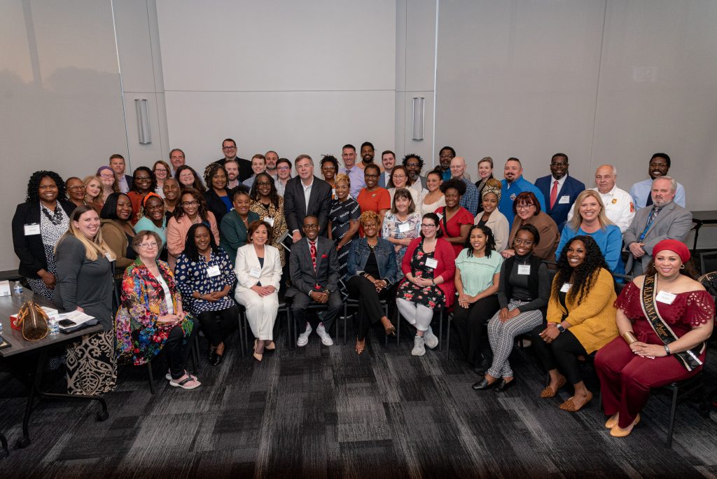 indoor group photo of Civic Engagement Academy participants