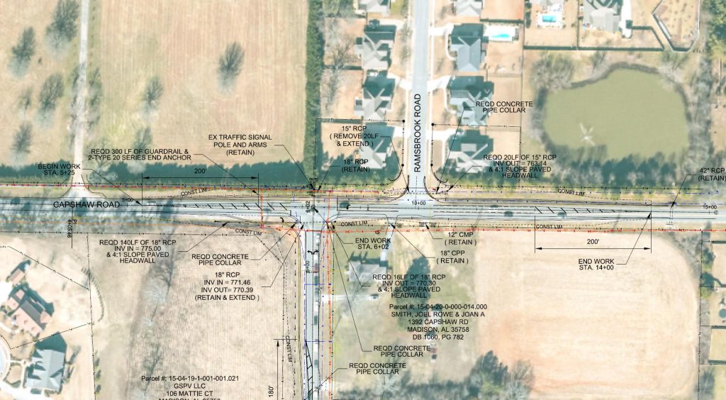 Map shows intersection of Balch and Capshaw roads