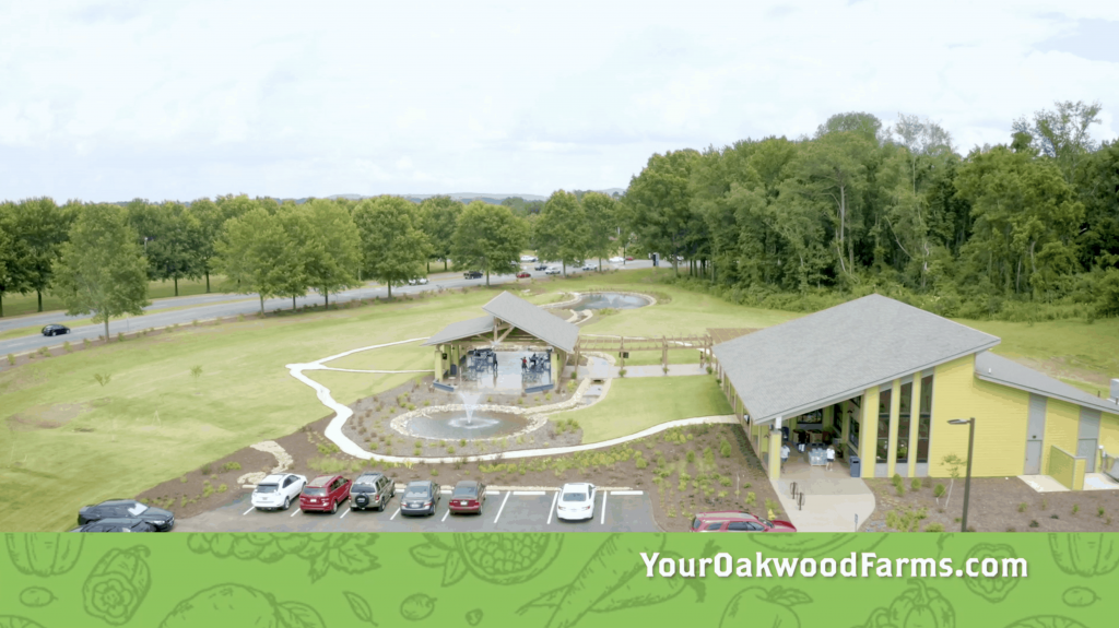 aerial photo of Oakwood Farmers Market