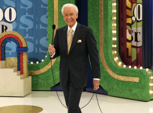 "The Price is Right" host Bob Barker stands in the game show's studio.