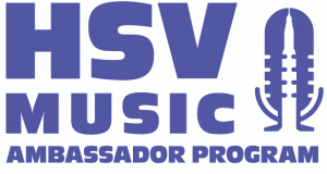 A graphic that says HSV Music Ambassador Program in purple type against a white background.