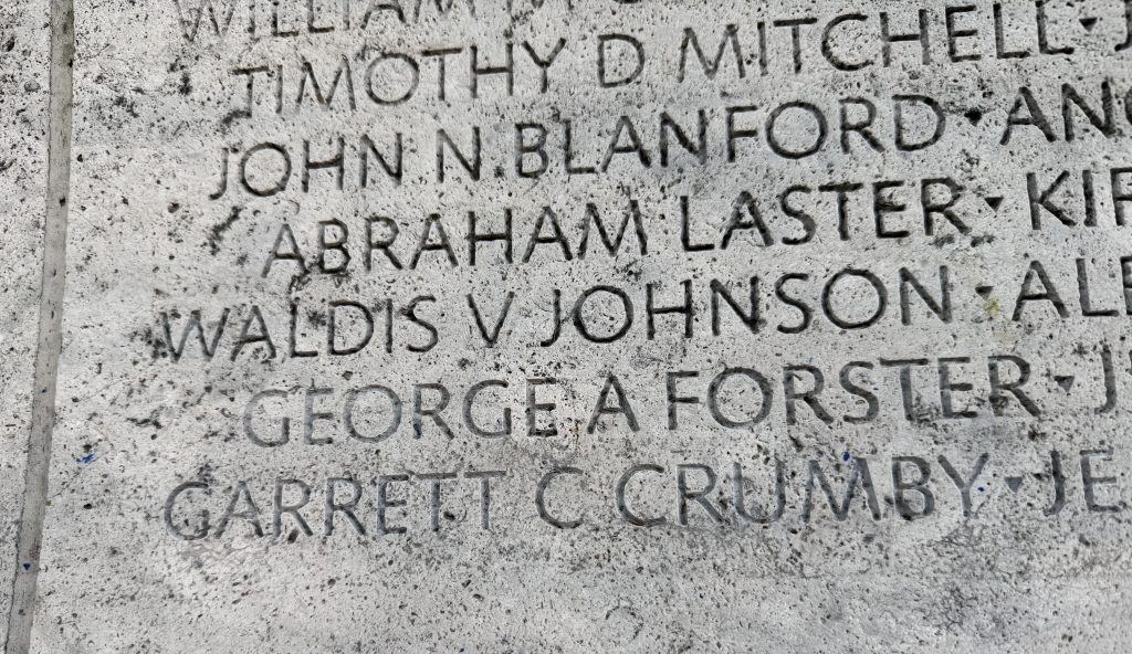 Names on the National Law Enforcement Officers Memorial in Washington, DC