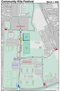 A preview of the layout of the annual community kite festival. 