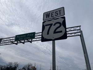 highway sign of U.S. 72 west