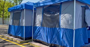 Photo of tents in improved South Derrick Street Camp