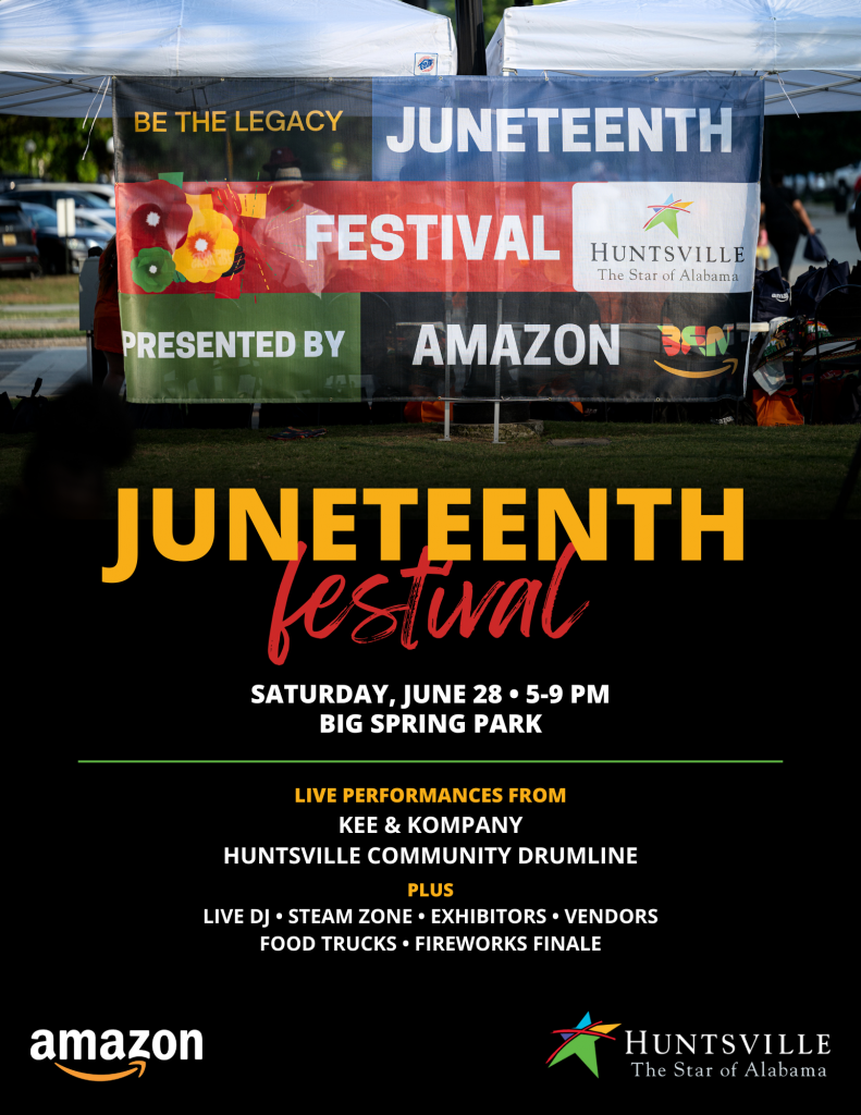 Poster with photo of Juneteenth banner at the 2024 annual Juneteenth Festival with information regarding the 2025 event