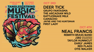 Graphic with yellow background and information on the lineup for Oct. 3 and Oct. 4
