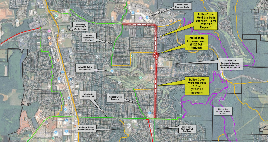 map depicting improvements on Bailey Cove Road