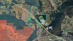 map with green outline of annexed land