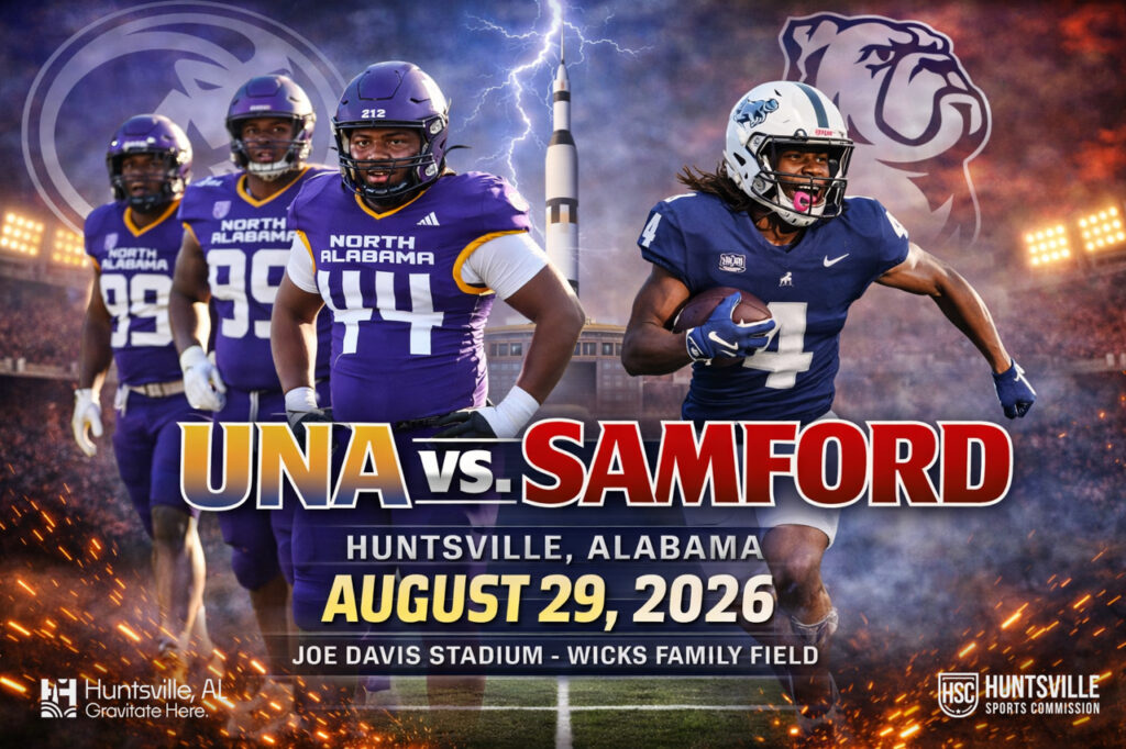 graphic showing UNA and Samford football players