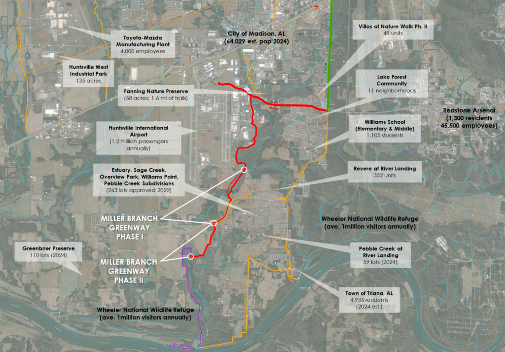 graphic of a greenway map